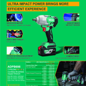 DCA ADPB698 CORDLESS BRUSHESH IMPACT WRENCH